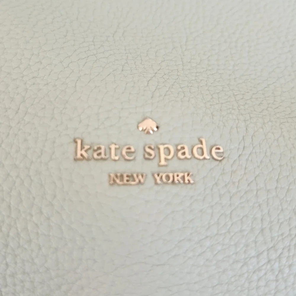 Kate Spade Mint Green Liela Pebbled Leather Triple Compartment Tote